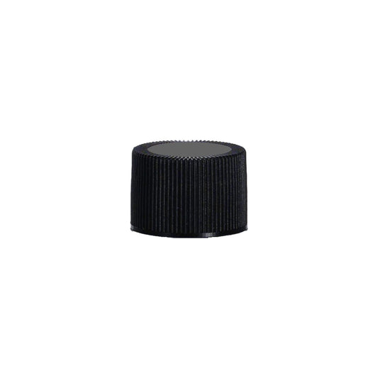 [C-1832.02]  Cap Black Fine Ribbed Continuous Thread 24-410 Induction Lined for PEHD