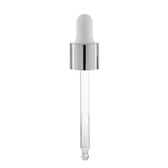 ABS Metalized Dropper 59mm - Shiny Silver/White Dropper, Finish: 18/415