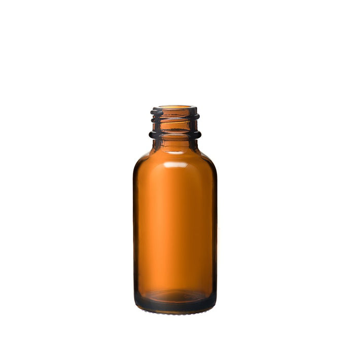 BOSTON ROUND AMBER GLASS BOTTLE 1 OZ - 20/400  with (8111657)
