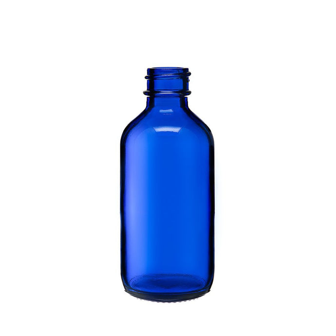 BOSTON ROUND COBALT BLUE GLASS BOTTLE 2 OZ - 20/400  with (8111495)