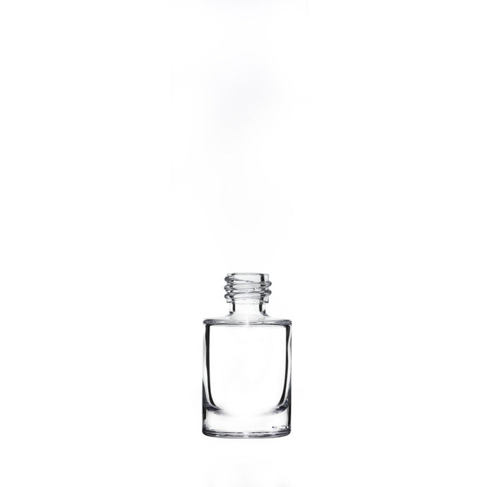 LAURA CLEAR GLASS BOTTLE 15ML - 18/415  with SPRAY PUMP SHINY SILVER COLLAR AND ACTUATOR DTL 180 MM UG, Finish: 18/415, Dtl: 180 MM UG AND ALUMINUM 18MM SHINY GOLD OVERCAP WITH PLASTIC INSERT, Finish: 18MM (8112551, 8111831, 8108928)