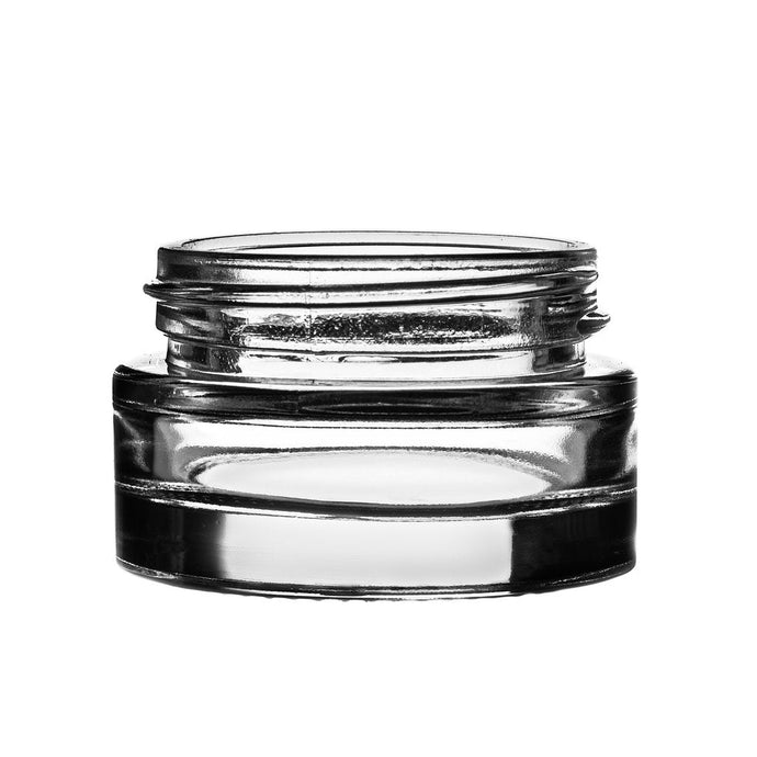 MARIGOLD GLASS JAR 15ML - 40/400  with SHINY SILVER METAL CAP STRAIGHT SIDED, Finish: 40/400 (8113212, 8113304)