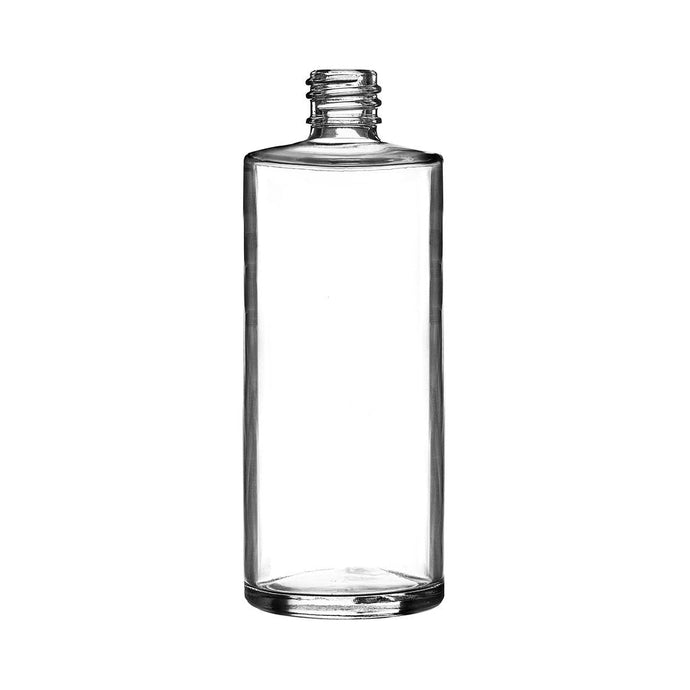 ROY CLEAR GLASS BOTTLE 4 OZ - 18/415  with SPRAY PUMP SHINY SILVER COLLAR AND ACTUATOR DTL 180 MM UG, Finish: 18/415, Dtl: 180 MM UG AND ALUMINUM 18MM SHINY SILVER OVERCAP WITH PLASTIC INSERT, Finish: 18MM (8109717, 8111831, 8108930)