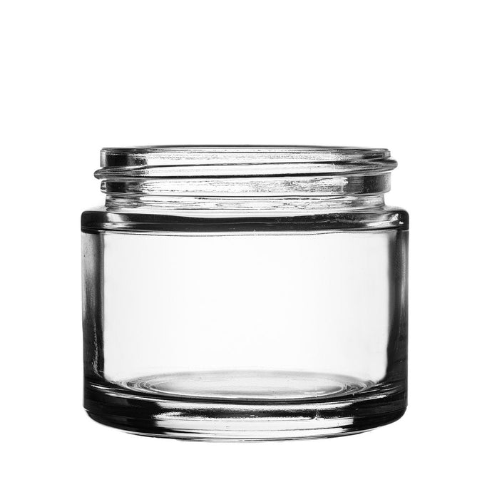 SAGE GLASS JAR 2 OZ - 53/400  with SHINY GOLD METAL CAP STRAIGHT SIDED, Finish: 53/400 (8113210, 8113307)