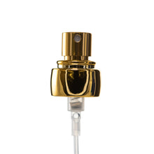 DAVID CLEAR GLASS BOTTLE 100ML - 15MM  with Shiny gold 15 mm spray crimp pump With Shiny gold Orbit collar, Finish: 15MM AND Facet surlyn cap, Finish: 15MM (8110634, 81078678112755, 8112747)