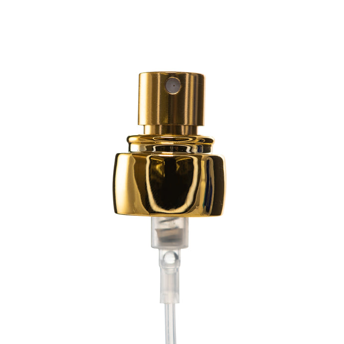 Shiny gold 15 mm spray crimp pump With Shiny gold Orbit collar, Finish: 15MM