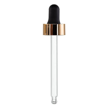 BOSTON ROUND AMBER FROSTED GLASS BOTTLE 1 OZ - 20/400  with DROPPER WITH BLACK BULB AND ABS SHINY GOLD COLLAR GLASS PIPPETTE ROUND TIP, Finish: 20/400, Dtl: 70MM (8113218, 8113121)