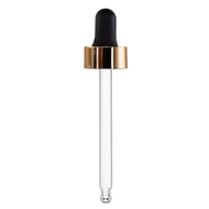 DROPPER WITH BLACK BULB AND ABS SHINY GOLD COLLAR GLASS PIPPETTE ROUND TIP, Finish: 20/400, Dtl: 70MM