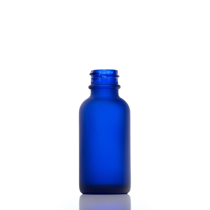 BOSTON ROUND COBALT BLUE FROSTED GLASS BOTTLE