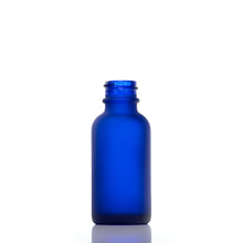BOSTON ROUND COBALT BLUE FROSTED GLASS BOTTLE 1 OZ - 20/400  with DROPPER WITH WHITE NITRATO BULB AND F/R WHITE COLLAR RT03 ABS GLASS PIPPETTE 05 TIP, Finish: 20/400, Dtl: 70MM (8113219, 8113145)
