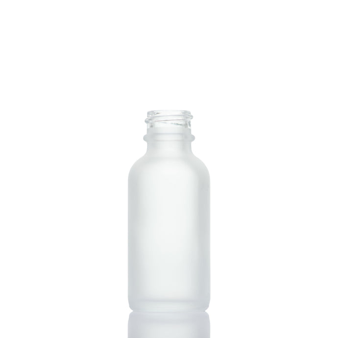 BOSTON ROUND CLEAR FROSTED GLASS BOTTLE 1 OZ - 20/400  with (8113217)